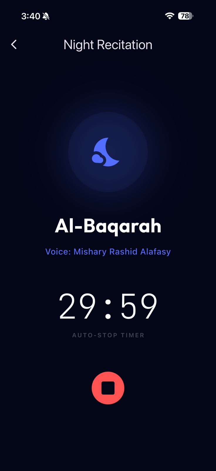 HafizPrime Night Recitation — Al-Baqarah with auto-stop timer