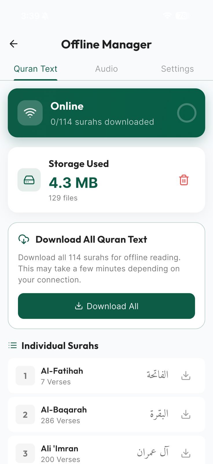 HafizPrime Offline Manager — download all 114 surahs for offline reading